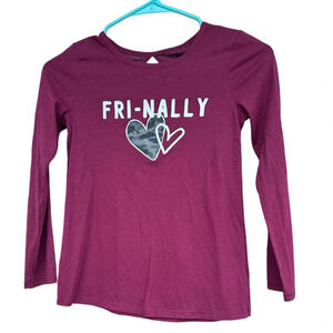 3/$20 Justice Girls Maroon “FRI-NALLY” Heart Long Sleeve Tee - Size 8